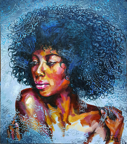 African woman portrait painting - portrait of a black woman von Viktoria Lapteva, Malerei kaufen auf Singulart