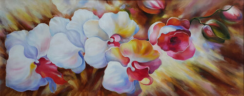 Painting Orchids - flowers of love par Viktoria Lapteva, Peinture en vente sur Singulart