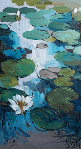 Summer freshness , water lilies , Nympheas von Viktoria Lapteva, Malerei kaufen auf Singulart