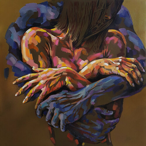 The power of love, nude woman man di Viktoria Lapteva, Pittura in vendita su Singulart