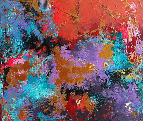 Painting Colored fantasy  , abstract art van Viktoria Lapteva, Schilderij te koop op Singulart