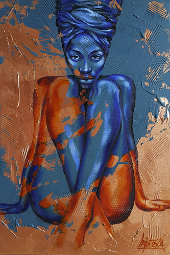 Mysteriousness  - abstract portrait black woman von Viktoria Lapteva, Malerei kaufen auf Singulart