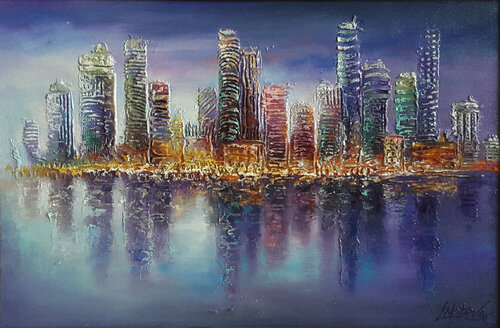 Painting Lights of the night metropolis Viktoria Lapteva