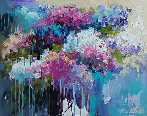 Hydrangeas , flowers still life , painting Viktoria Lapteva