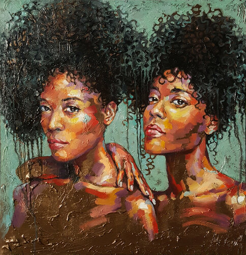 Painting Mint aroma , impresionistic portrait artwork, oil, acrylic, canvas von Viktoria Lapteva, Malerei kaufen auf Singulart