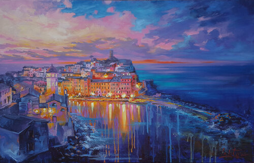 Painting Sunset in Vernazza Viktoria Lapteva