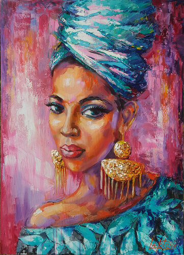 Aroma of africa  - painting portrait african woman von Viktoria Lapteva, Malerei kaufen auf Singulart