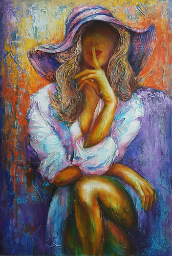 Sweet whisper - original oil and acrylic painting van Viktoria Lapteva, Schilderij te koop op Singulart