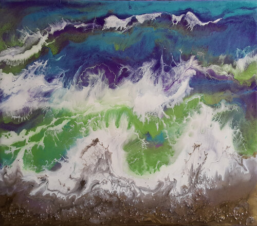 Painting Emerald breeze , mixed media von Viktoria Lapteva, Malerei kaufen auf Singulart