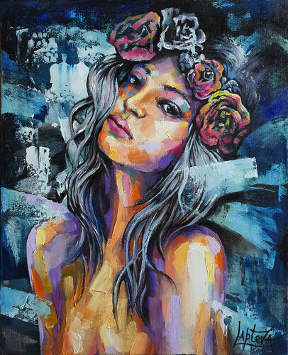 Be yourself - painting, portrait van Viktoria Lapteva, Schilderij te koop op Singulart