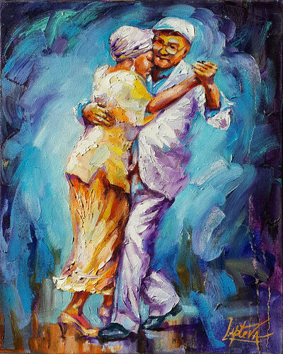 Dance of Love - original oil painting, canvas van Viktoria Lapteva, Schilderij te koop op Singulart