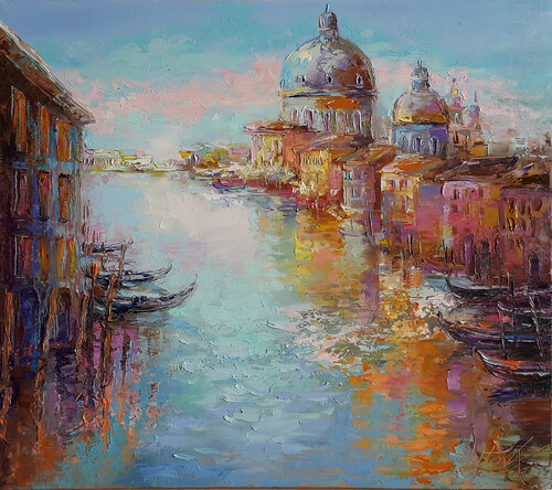 Venice Canal Grande - painting , cityscape de Viktoria Lapteva, Pintura a la venta en Singulart