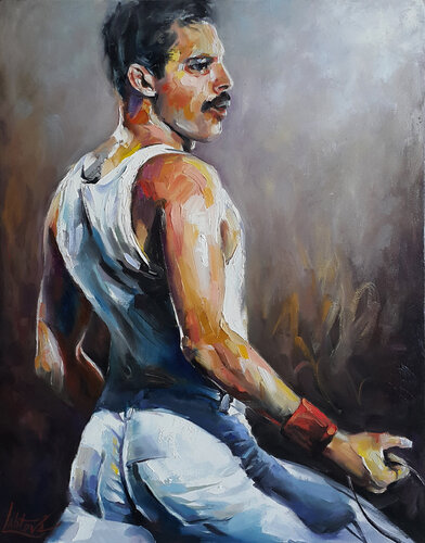 We Are the Champions Freddie Mercury Queen di Viktoria Lapteva, Pittura in vendita su Singulart