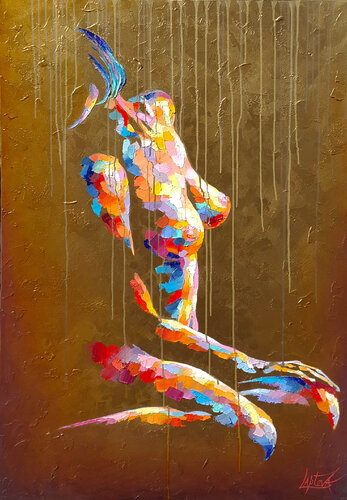 Expectation, nude woman figure von Viktoria Lapteva, Malerei kaufen auf Singulart