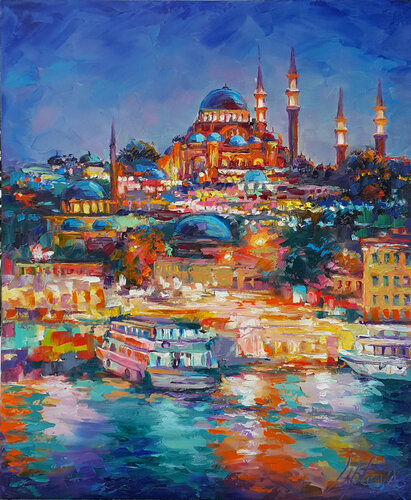 Night Lights of Istanbul by Viktoria Lapteva, Painting for Sale on Singulart