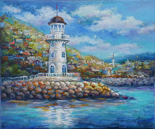 View of the lighthouse von Viktoria Lapteva, Malerei kaufen auf Singulart