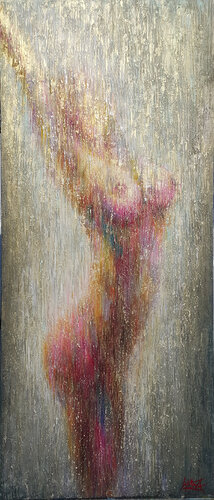 Reflection in the Golden Flow di Viktoria Lapteva, Pittura in vendita su Singulart