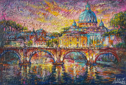 Rome in the evening de Viktoria Lapteva, Pintura a la venta en Singulart