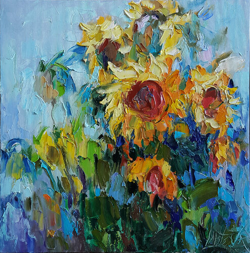 Sunflowers - flowers of the sun von Viktoria Lapteva, Malerei kaufen auf Singulart
