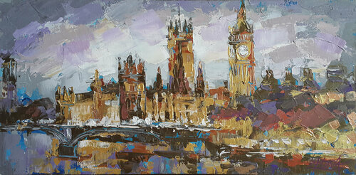 UK London -  landscape city scene painting Viktoria Lapteva