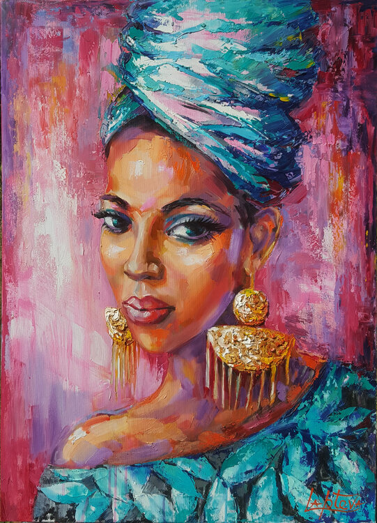 Aroma of africa  - painting portrait african woman Viktoria Lapteva