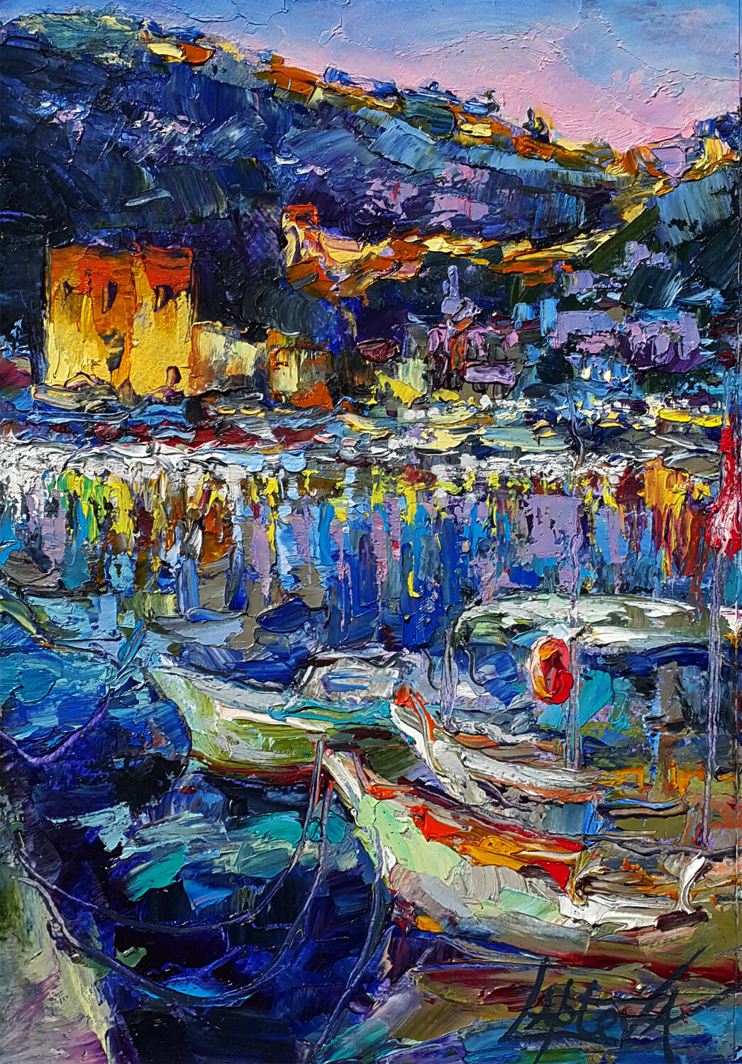 Night Alania Fortress Viktoria Lapteva Original painting for sale