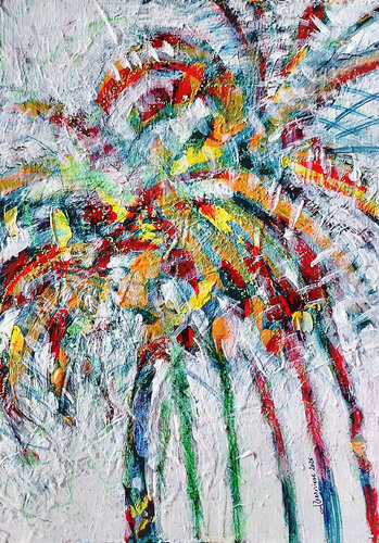 Cascata in fioritura (palme) van Francesca Tesoriere, Schilderij te koop op Singulart