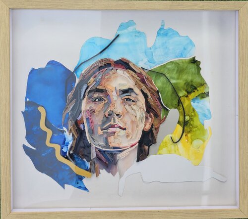 Paper Art portrait with mixed media background by Priyanka Vaya, Other Media for Sale on Singulart