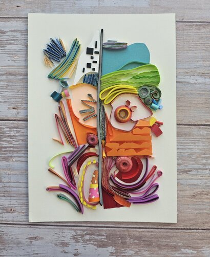 Orange the vibe- Mixed media abstract by Priyanka Vaya, Other Media for Sale on Singulart