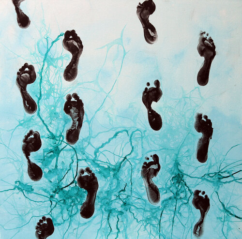 Why!  - Worm Art Series #19 Foot prints #7 by Pierre leichner, Painting for Sale on Singulart