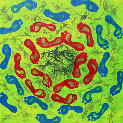 Target - Worm Art Series #20 Foot prints #8 by Pierre leichner, Painting for Sale on Singulart