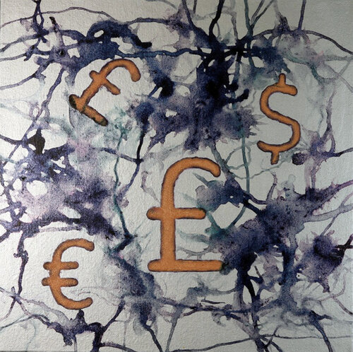 All about money- Foot print series #21 Currency#1 par Pierre leichner, Peinture en vente sur Singulart