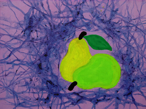 "You must not eat the fruit from the tree"  Worm Art series #26-Fruits#3 by Pierre leichner, Painting for Sale on Singulart