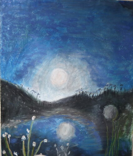 Dein Mond im Teich von Gerhard Miksch, Malerei kaufen auf Singulart