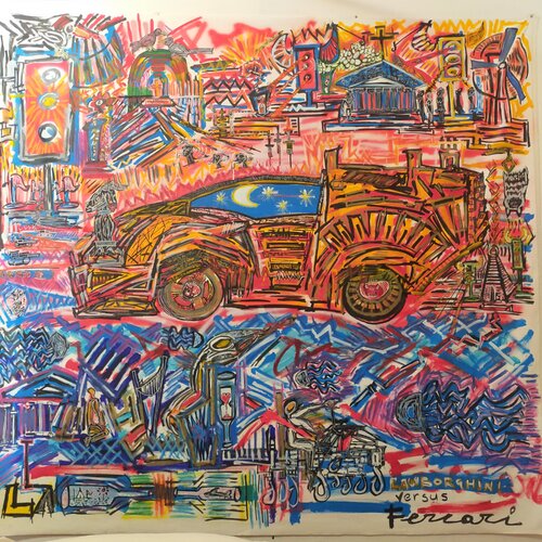 "Lamborghini versus Ferrari" by Mimmo Ferrari, 회화 for Sale on Singulart