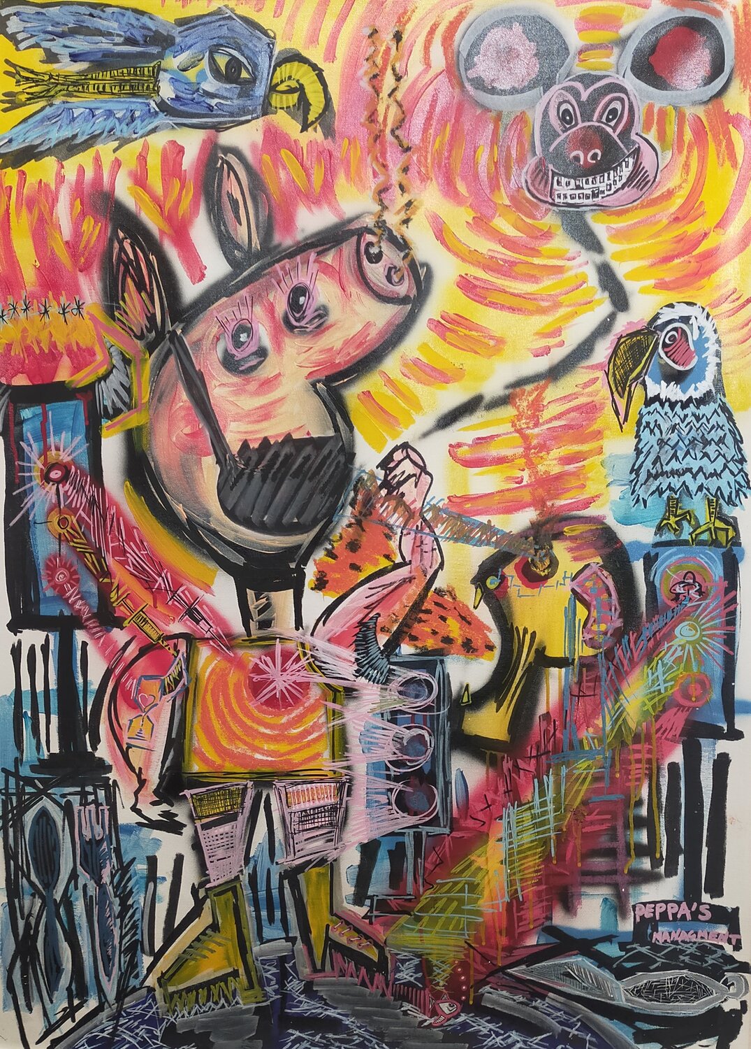"Peppa's management" Mimmo Ferrari Origineel schilderij te koop