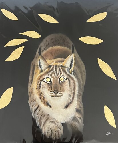 Le lynx par JJ Landreau, Peinture en vente sur Singulart