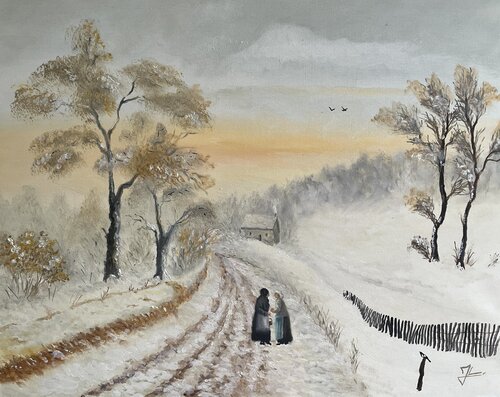 Paysage enneigé di JJ Landreau, Pittura in vendita su Singulart
