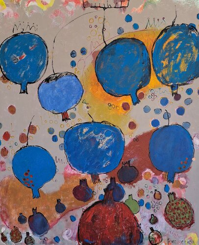 Granadas azules by bartolome cerda cañellas, Painting for Sale on Singulart