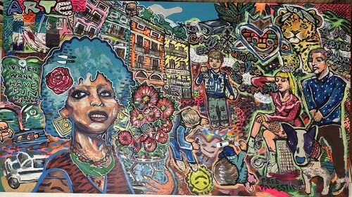 La vida en el barrio no es fácil von Daniel Muñoz Mendoza, Malerei kaufen auf Singulart