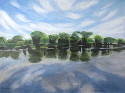 Rideau en eau calme von Denise Levesque, Malerei kaufen auf Singulart