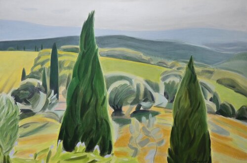 Cyprès 8, Toscane van Denise Levesque, Schilderij te koop op Singulart