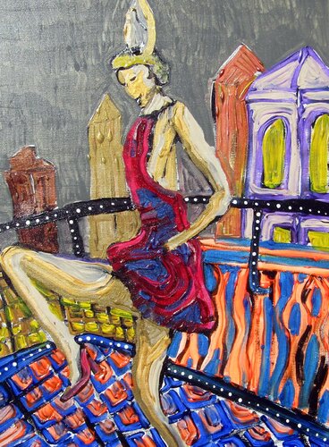 Dancing on the Rooftop van Jose Romero, Schilderij te koop op Singulart