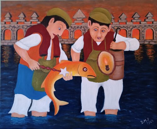 "Gold fish" van DRAGAN MARJANČEVIĆ, Schilderij te koop op Singulart