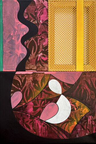 Pink-Yellow Rear Window par Marta Andrusenko, Peinture en vente sur Singulart