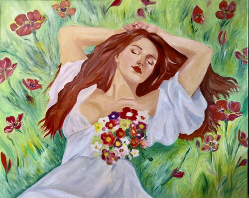 Dream Among the Flowers by Valentina Sico, Painting for Sale on Singulart