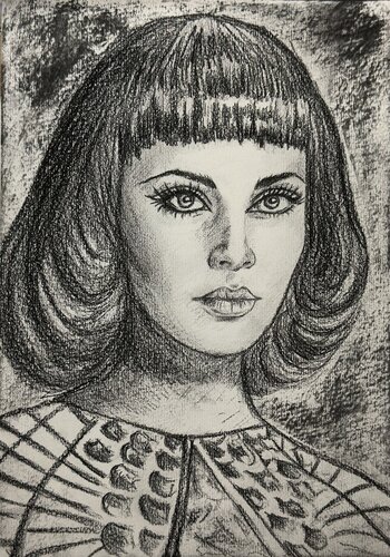 Charcoal drawing of Cleopatra von Valentina Sico, Zeichnungen kaufen auf Singulart