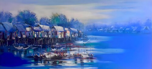 Serene Waters di Anu Bhat, Pittura in vendita su Singulart