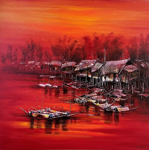 Crimson Currents by Anu Bhat, 회화 for Sale on Singulart