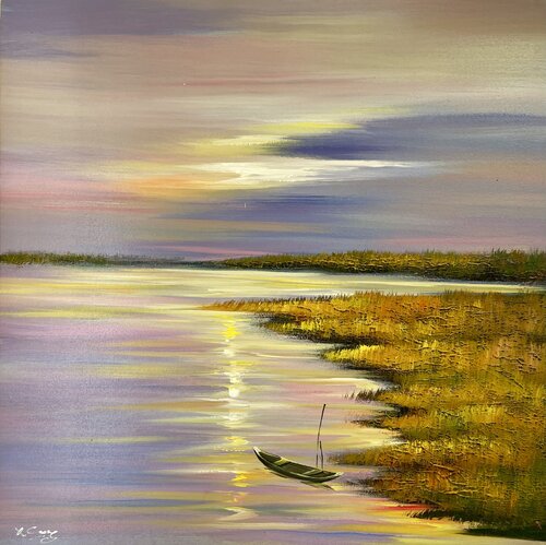 Lavender Sunset by Anu Bhat, Painting for Sale on Singulart